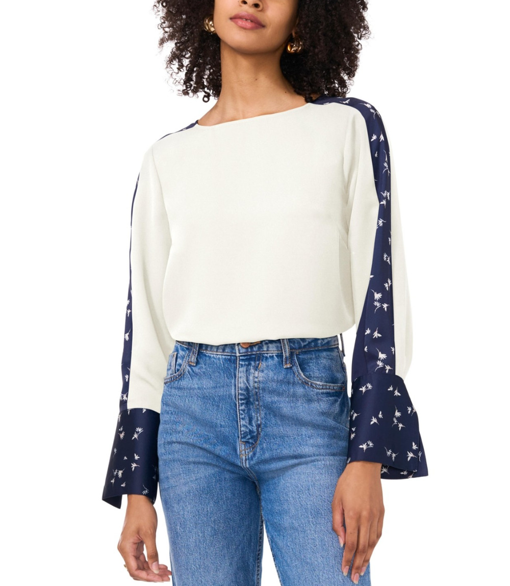Vince Camuto Women Extended Shoulder Blouse New Ivory Size L
